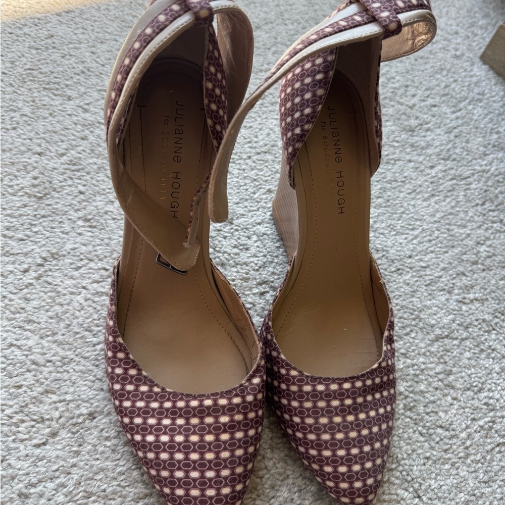 Stylish Purple Wedge Ankle Wrap Sandals
